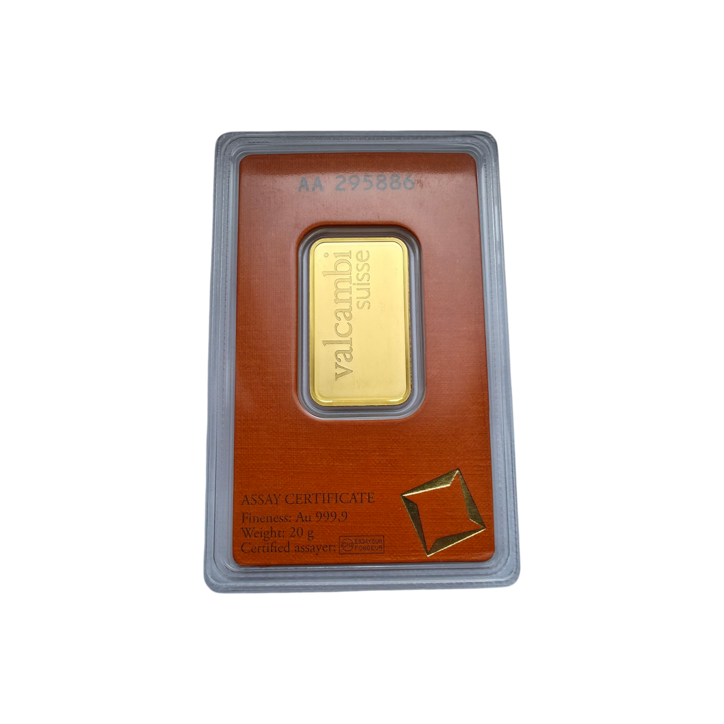 Naložbeno zlato VALCAMBI 24K 999.9/1000; masa=20.00g