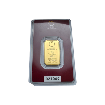 Naložbeno zlato "MO" 24K 999.9/1000; masa=10.00g