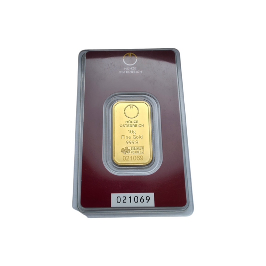 Naložbeno zlato "MO" 24K 999.9/1000; masa=10.00g