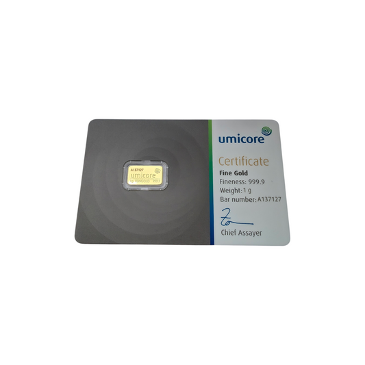 Naložbeno zlato UMICORE 24K 999.9/1000; masa=1.00g
