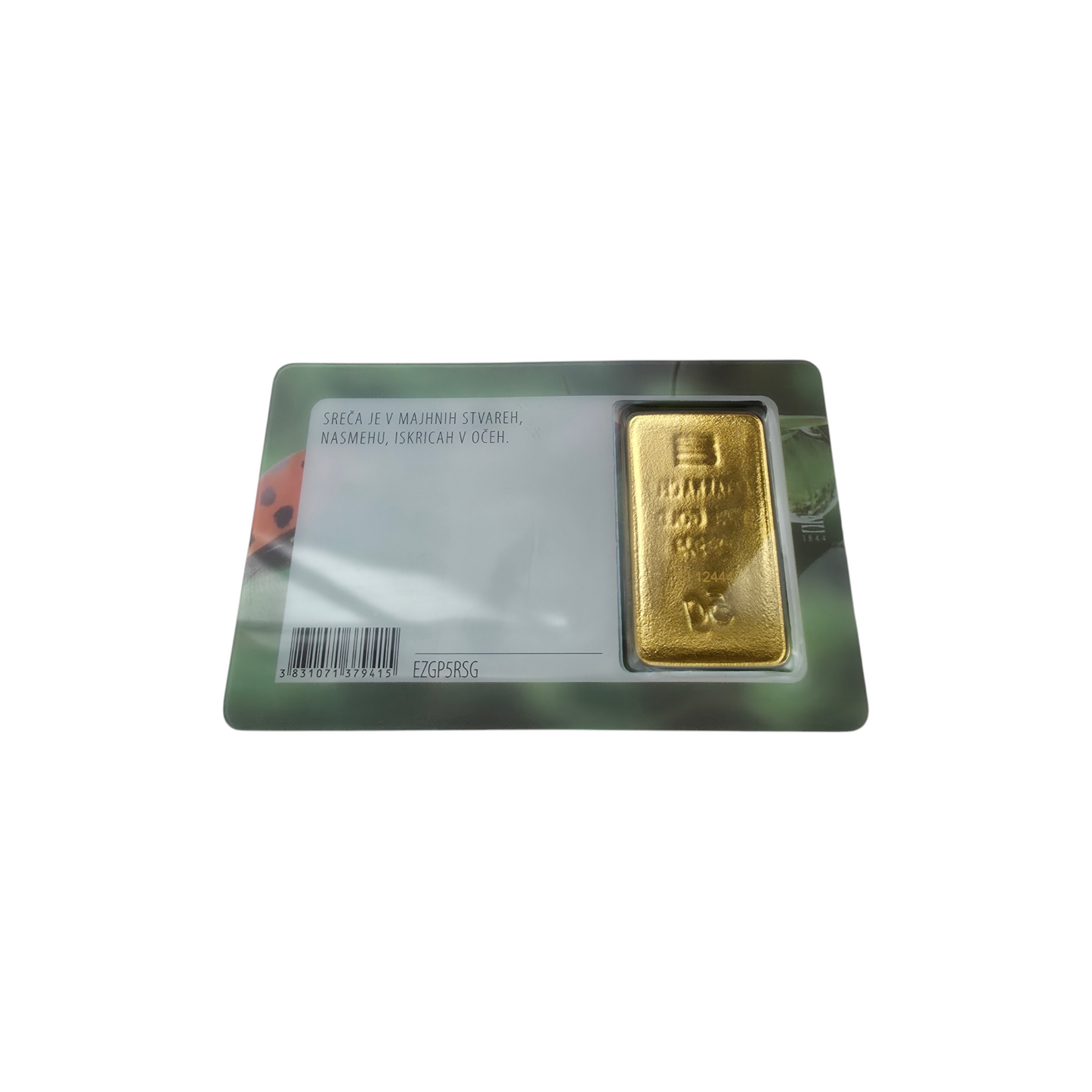 Naložbeno zlato Srečnih Pet Gramov 24K 999.9/1000; masa=5.00g