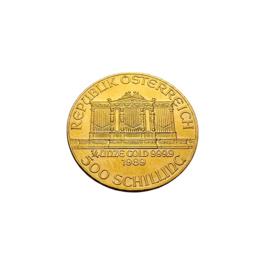 Naložbeni zlatnik Dunajski Filharmonik 1/4 24K 999.9/1000; masa=7.78g