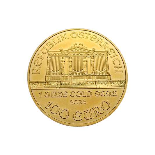 Naložbeni zlatnik Dunajski filharmonik unča 24K 999.9/1000; masa=31.12g