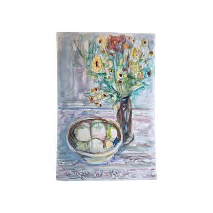 Janez Šibila; akvarel na papir; Tihožitje; 38 cm x 56 cm