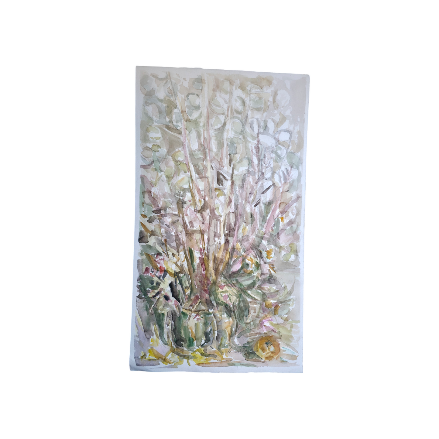 Janez Šibila; akvarel na papir; "Šopek"; 32 cm x 56 cm