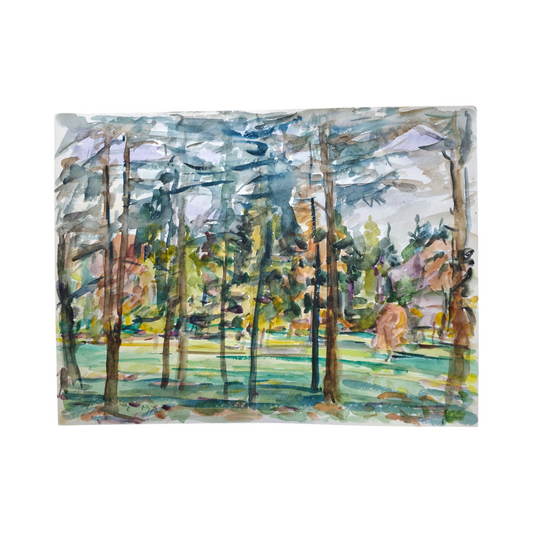 Janez Šibila; akvarel na papir; "Gozd II."; 56 cm x 33 cm