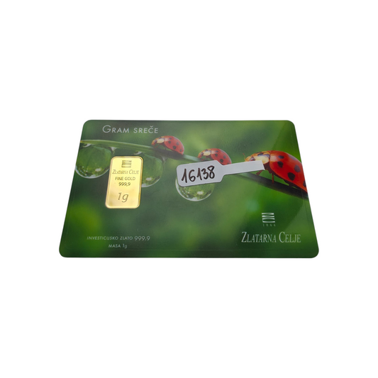 Naložbeno zlato "Gram sreče" 24K 999.9/1000; masa=1.00g