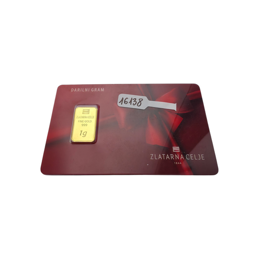 Naložbeno zlato "Darilni gram" 24K 999.9/1000; masa=1.00g