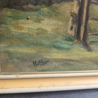 Hotko; olje na platno; "Kozolec"; 74 cm x 60 cm