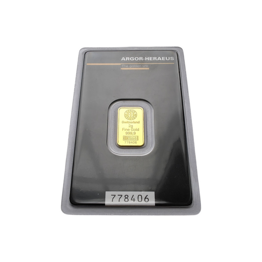 Naložbeno zlato Argor Heraeus 24K 999.9/1000; masa=2.00g