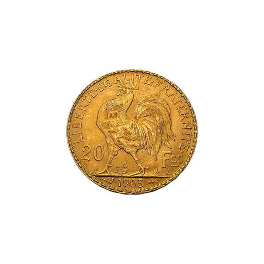 Zlatnik 20 Francs RF 21K 900/1000; masa=6.45g