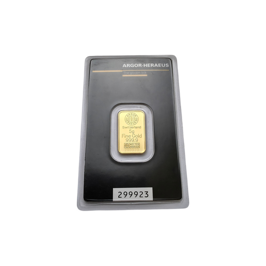 Naložbeno zlato Argor Heraeus 24K 999.9/1000; masa=5.00g