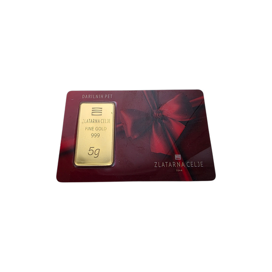 Naložbeno zlato "Darilnih pet" 24K 999.9/1000; masa=5.00g