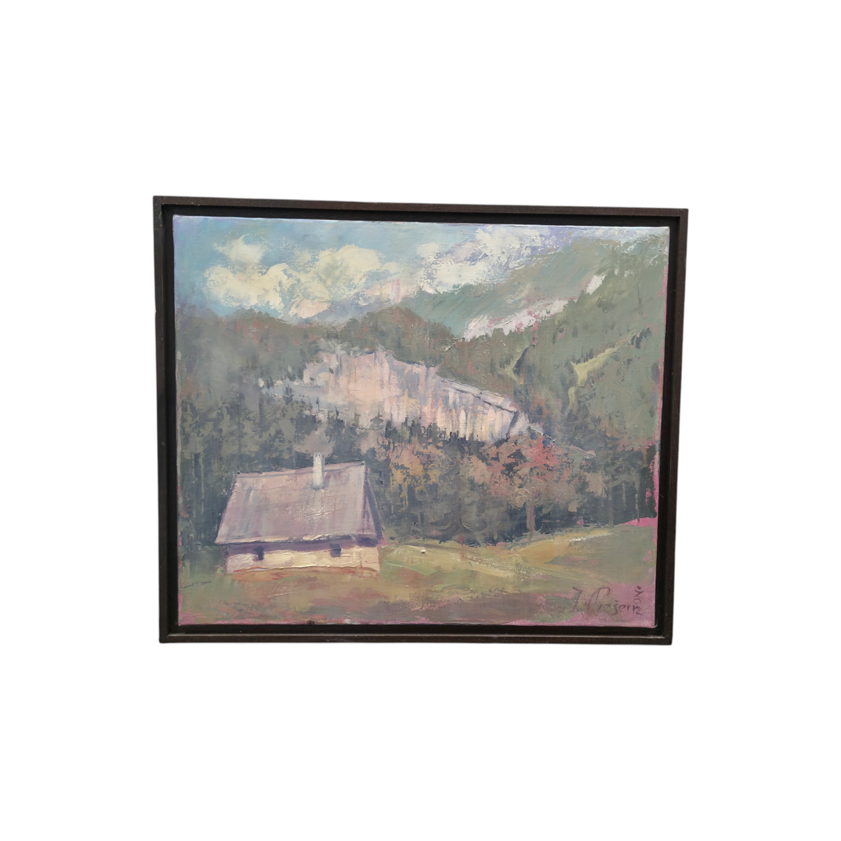 Ivan Žan Prešern; olje na platno; "Pokrajina"; 65 cm x 55 cm