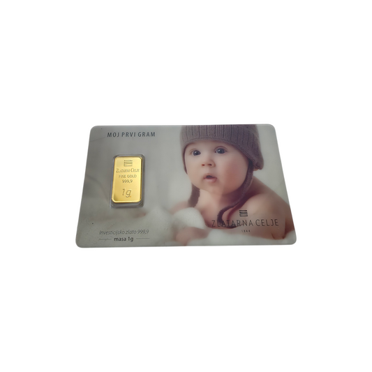 Naložbeno zlato "Moj prvi gram" 24K 999.9/1000; masa=1.00g