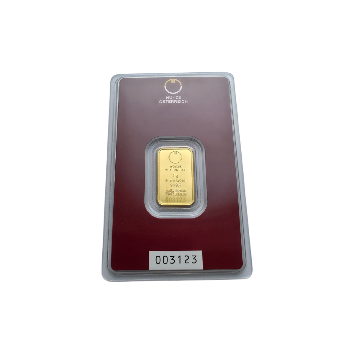 Naložbeno zlato "MO" 24K 999.9/1000; masa=5.00g