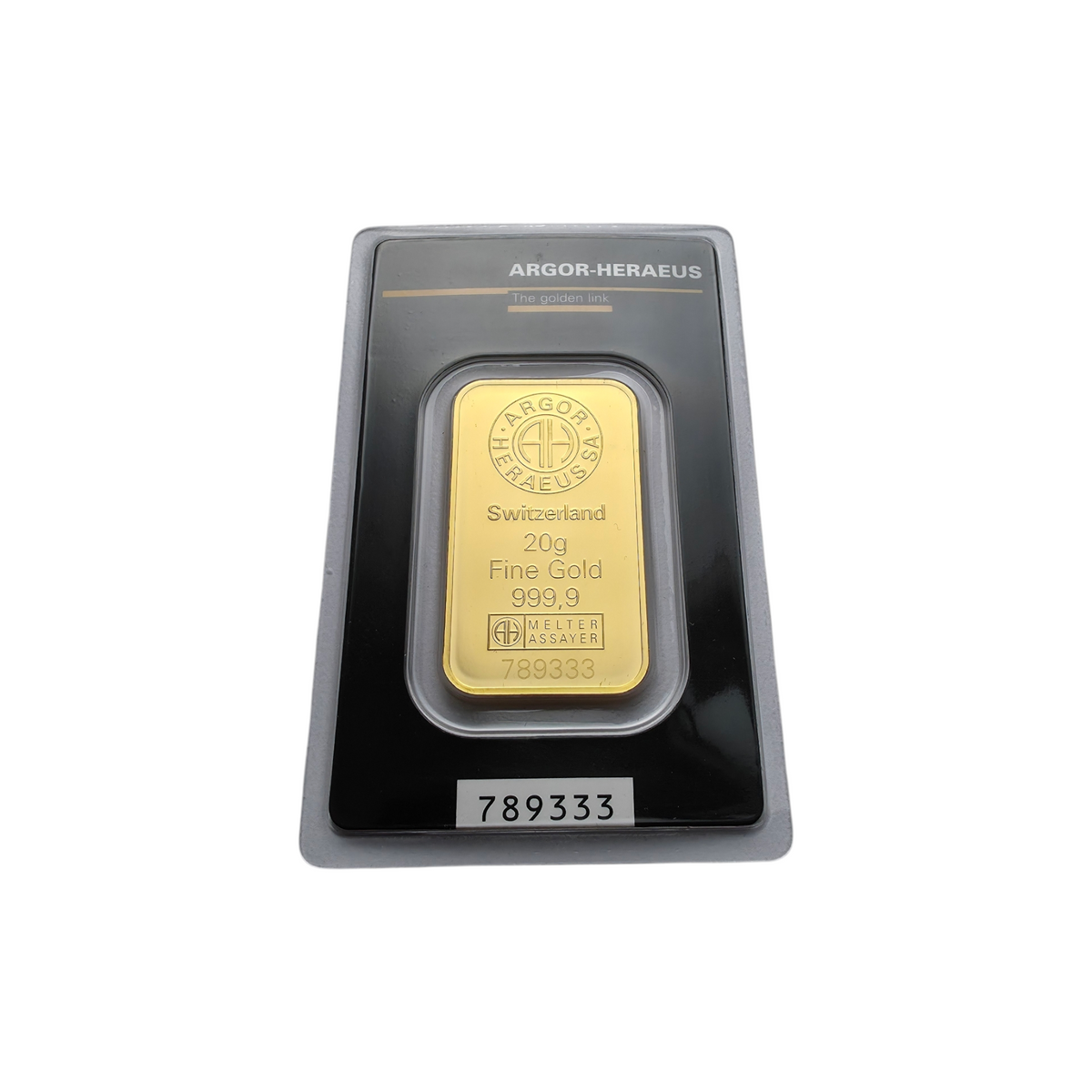 Naložbeno zlato Argor Heraeus 24K 999.9/1000; masa=20.00g