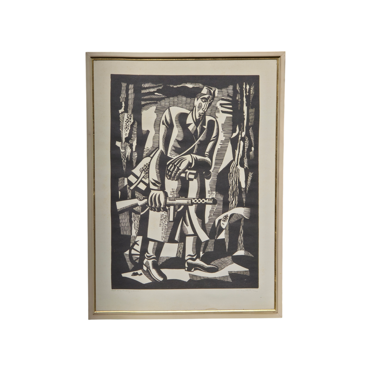 Ive Šubic; Linorez; "Kurir"; 52 cm x 72 cm
