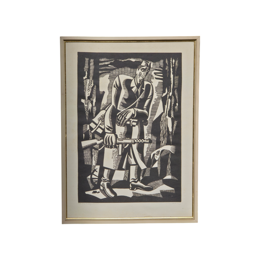 Ive Šubic; Linorez; "Kurir"; 52 cm x 72 cm