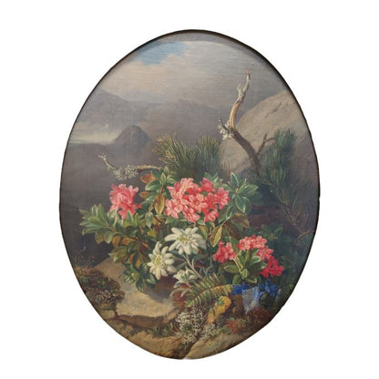 JOSEPH SCHUSTER, Cvetlice, Olje na lesonitu, 56cm X 65cm
