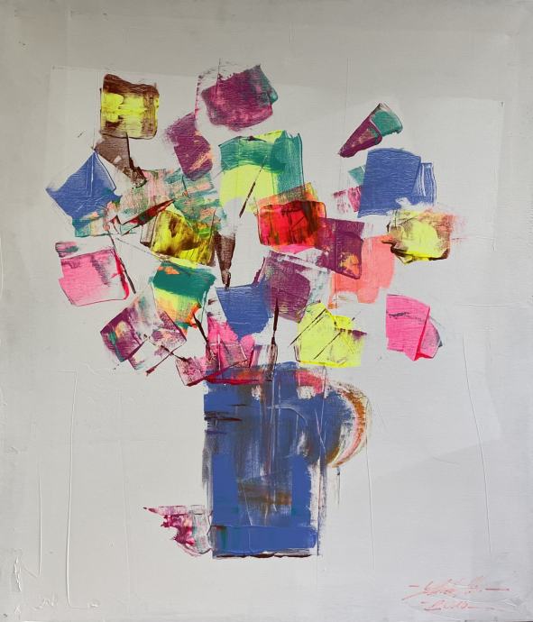 Slika, neznani avtor, akril, Šopek, 60cm x 70cm