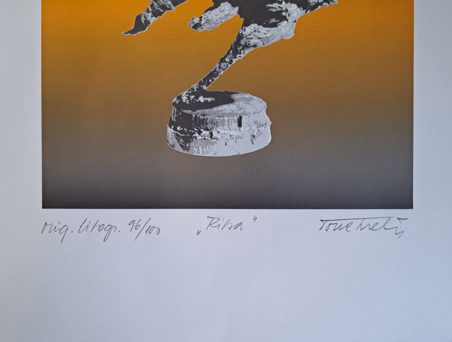 Slika Tone Svetina, grafika, Riba, 34cm x 49cm