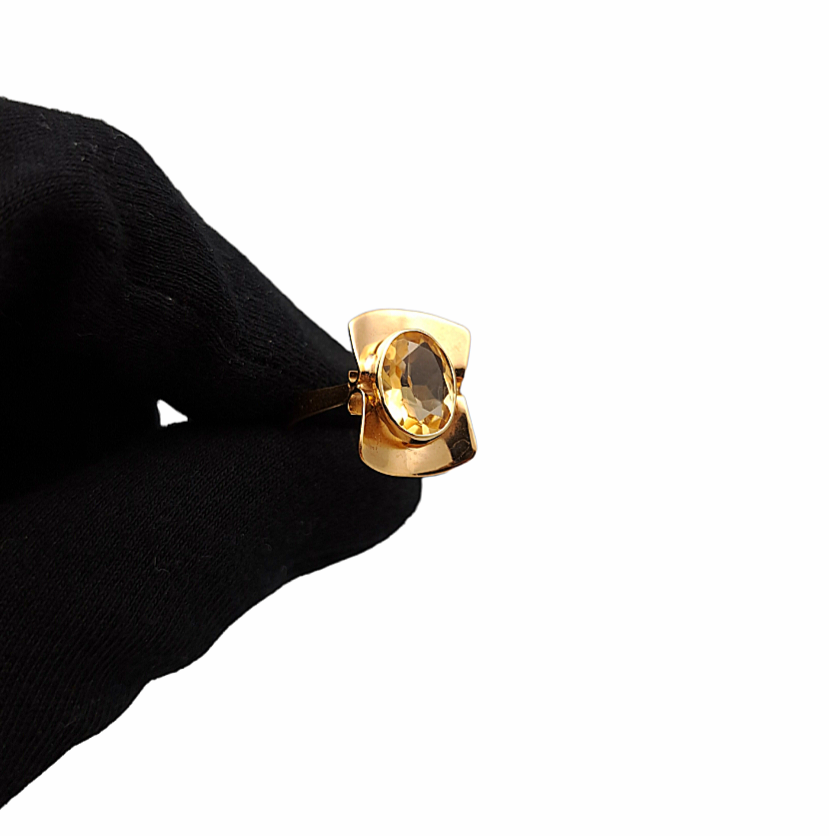Zlati prstan "AMARELO" 14K 585/1000; masa=3.45g