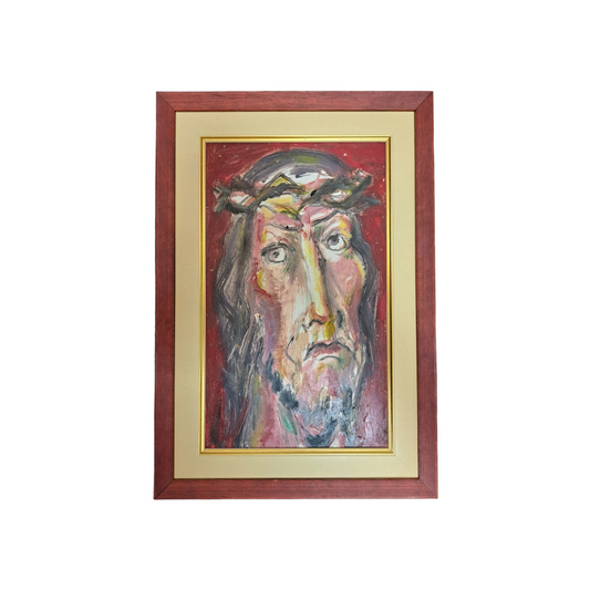 Stane Jarm; olje na lesu; "Jezus"; 29 cm x 43 cm