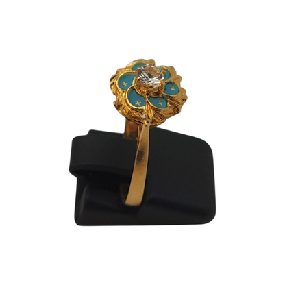 Zlati prstan "TURKIZ" 18K 750/1000; masa=4.05g