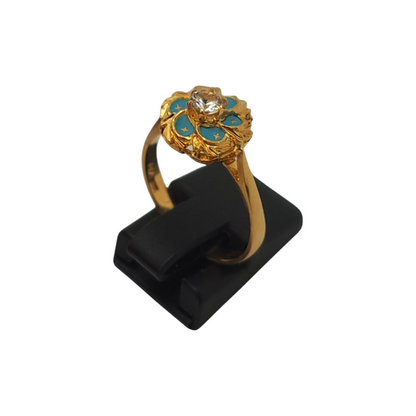Zlati prstan "TURKIZ" 18K 750/1000; masa=4.05g