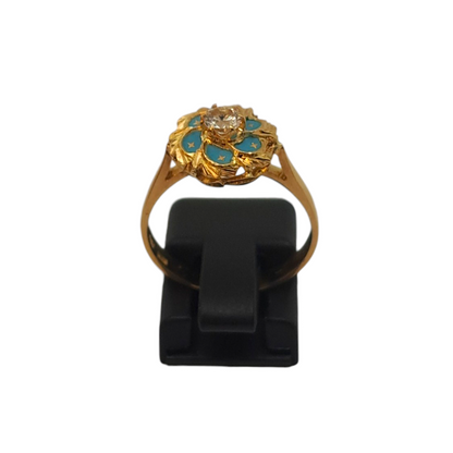 Zlati prstan "TURKIZ" 18K 750/1000; masa=4.05g