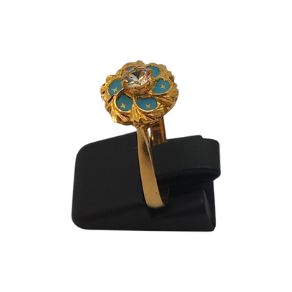 Zlati prstan "TURKIZ" 18K 750/1000; masa=4.05g