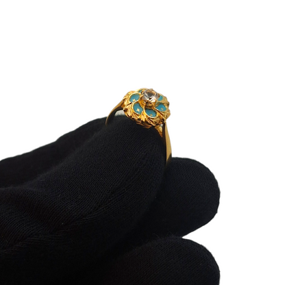 Zlati prstan "TURKIZ" 18K 750/1000; masa=4.05g