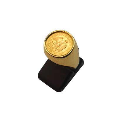 Zlati prstan "PEDRO" 14K + 21K; masa=8.47g