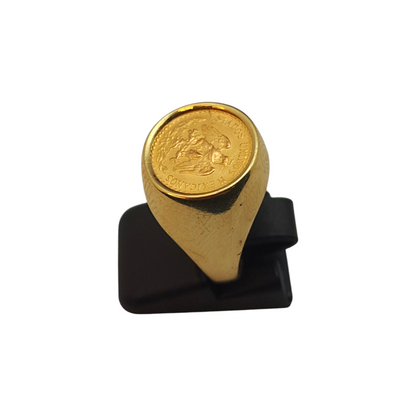 Zlati prstan "PEDRO" 14K + 21K; masa=8.47g