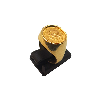 Zlati prstan "PEDRO" 14K + 21K; masa=8.47g