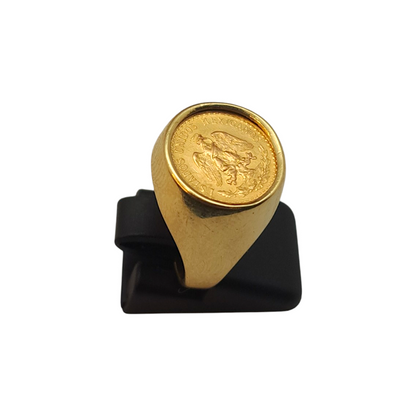 Zlati prstan "PEDRO" 14K + 21K; masa=8.47g