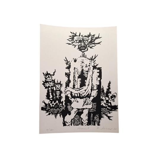 France Mihelič - Grafika; "Kronist"; 27 cm x 37 cm