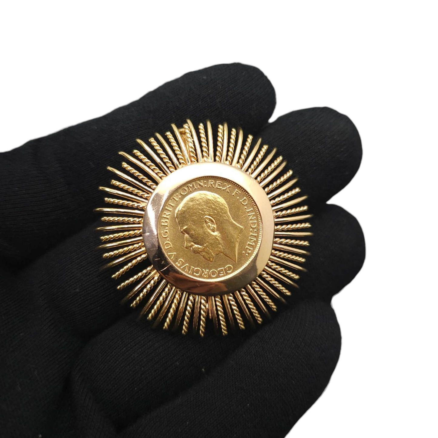 Zlata broška "GEORGIVS V" 18K+22K; masa=20.45g