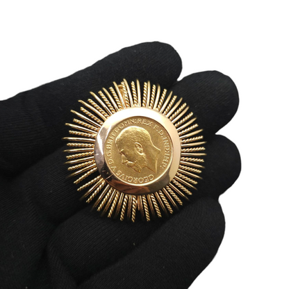 Zlata broška "GEORGIVS V" 18K+22K; masa=20.45g
