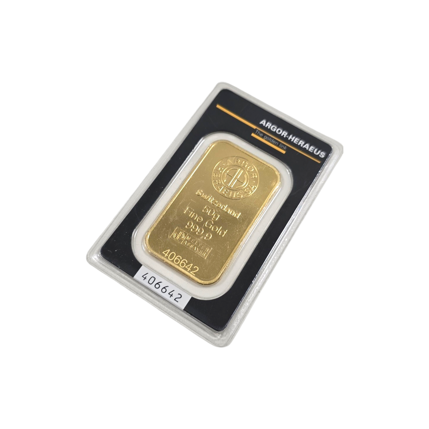 Naložbeno zlato ARGOR HERAEUS 24K 999.9/1000; masa=50.00g