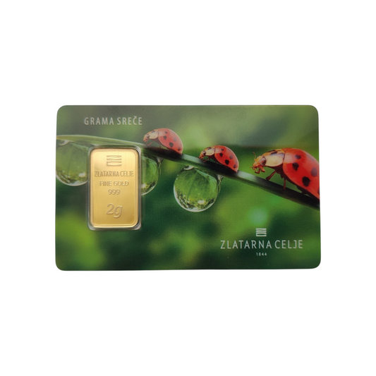 Naložbeno zlato "Grama sreče" 24K 999.9/1000; masa=2.00g