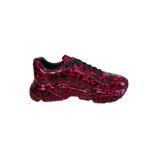 Usnjene superge Dolce & Gabbana DAYMASTER Metallic Red Animal Print