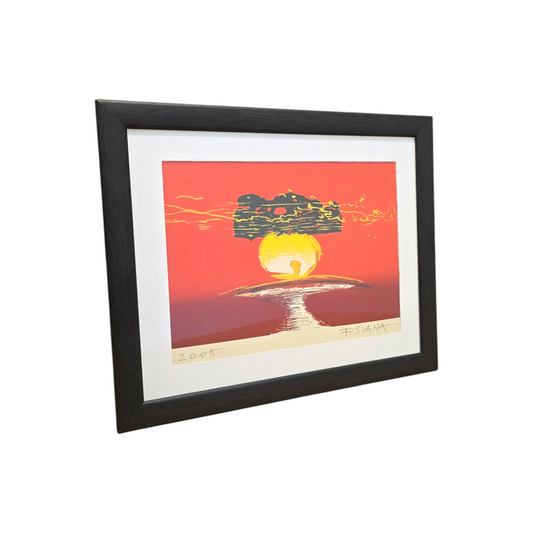 France Slana; grafika; "Sončni zahod"; 33 cm x 28 cm