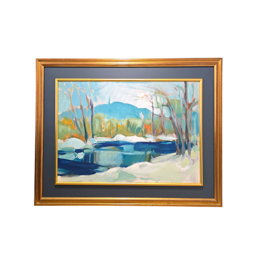 Črtomir Frelih; akril na platno; "Abstraktna veduta", 93 cm x 73 cm