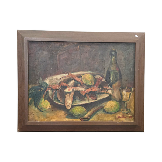Bratina; olje na platno; "Škampi"; 70 cm x 56 cm