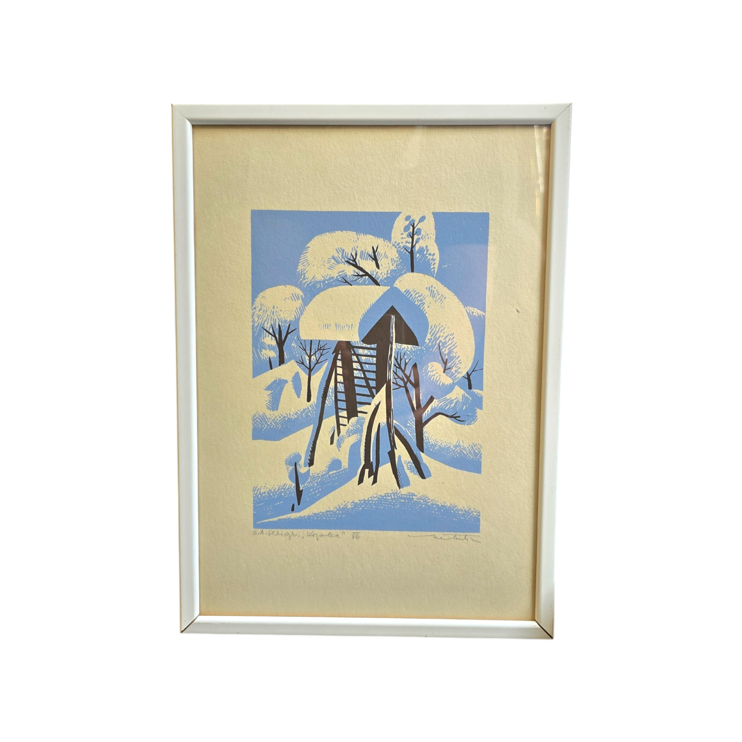 Ive Šubic ; grafika; "Kozolec"; 27 cm x 37 cm
