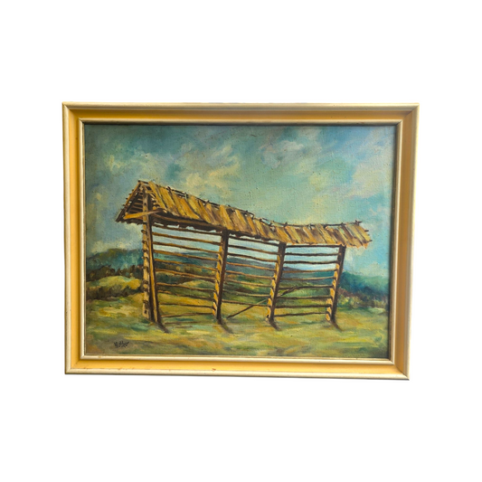 Hotko; olje na platno; "Kozolec"; 74 cm x 60 cm