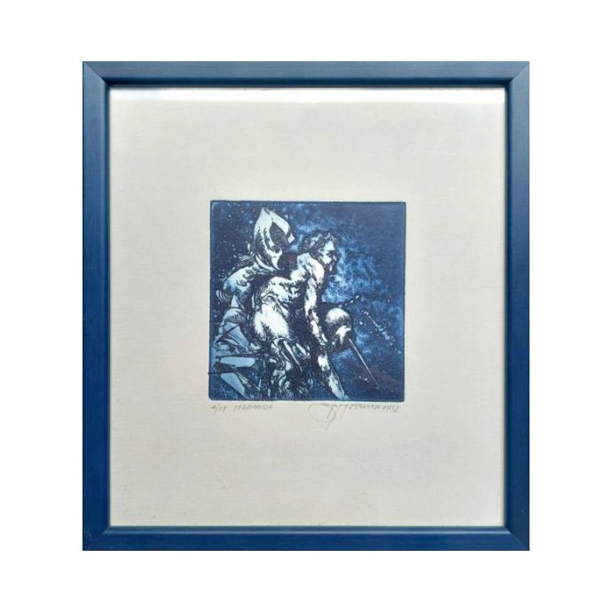 BOŽIDAR MIŠO STRMAN, jedkanica, "VODNAR" 24cm x 22.50cm