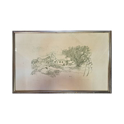 Dore Klemenčič Maj, grafika,  Kmetija 61x42cm